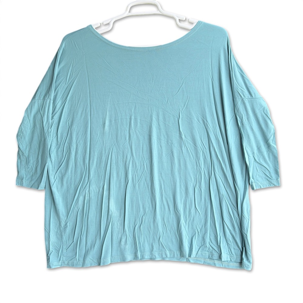 Piko Green Earth Top Womens One Size Teal Blue Dolman Sleeve Oversized Shirt